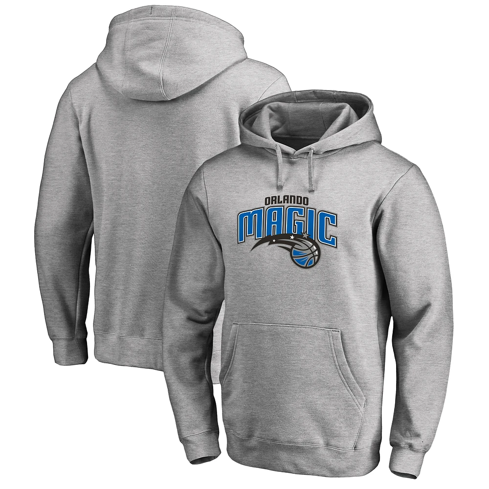 Men's Heather Gray Orlando Magic Primary Logo Pullover Hoodie
