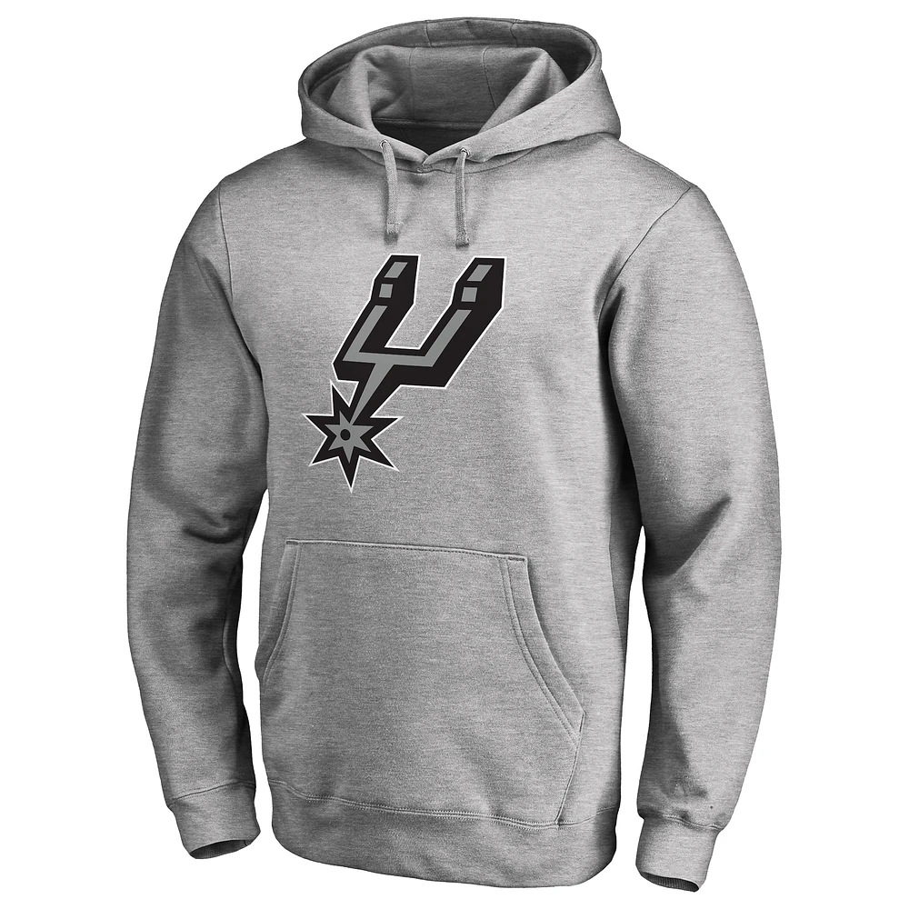 Men's Heather Gray San Antonio Spurs Primary Logo Pullover Hoodie