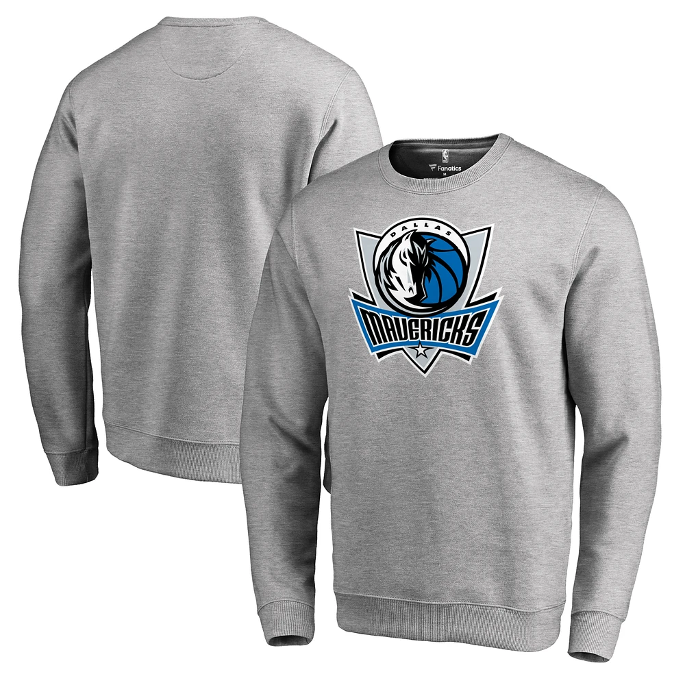 Men's Heathered Gray Dallas Mavericks Primary Logo Sweatshirt
