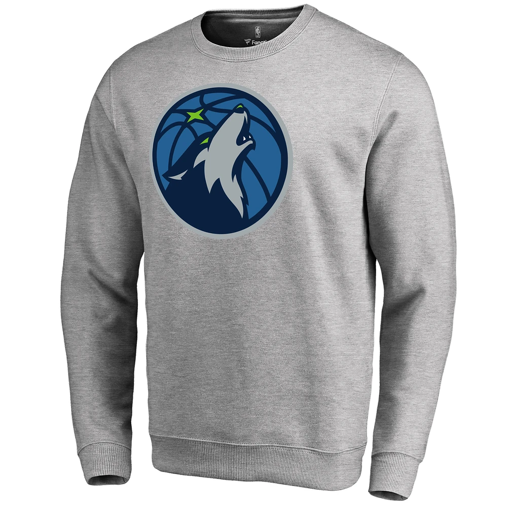 Men's Heathered Gray Minnesota Timberwolves Primary Logo Sweatshirt