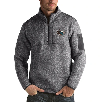 Men's Antigua Charcoal San Jose Sharks Fortune 1/2-Zip Pullover Jacket