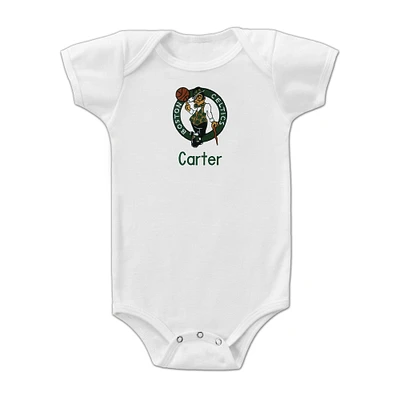 Infant White Boston Celtics Personalized Bodysuit