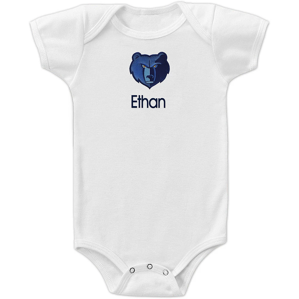 Infant White Memphis Grizzlies Personalized Bodysuit