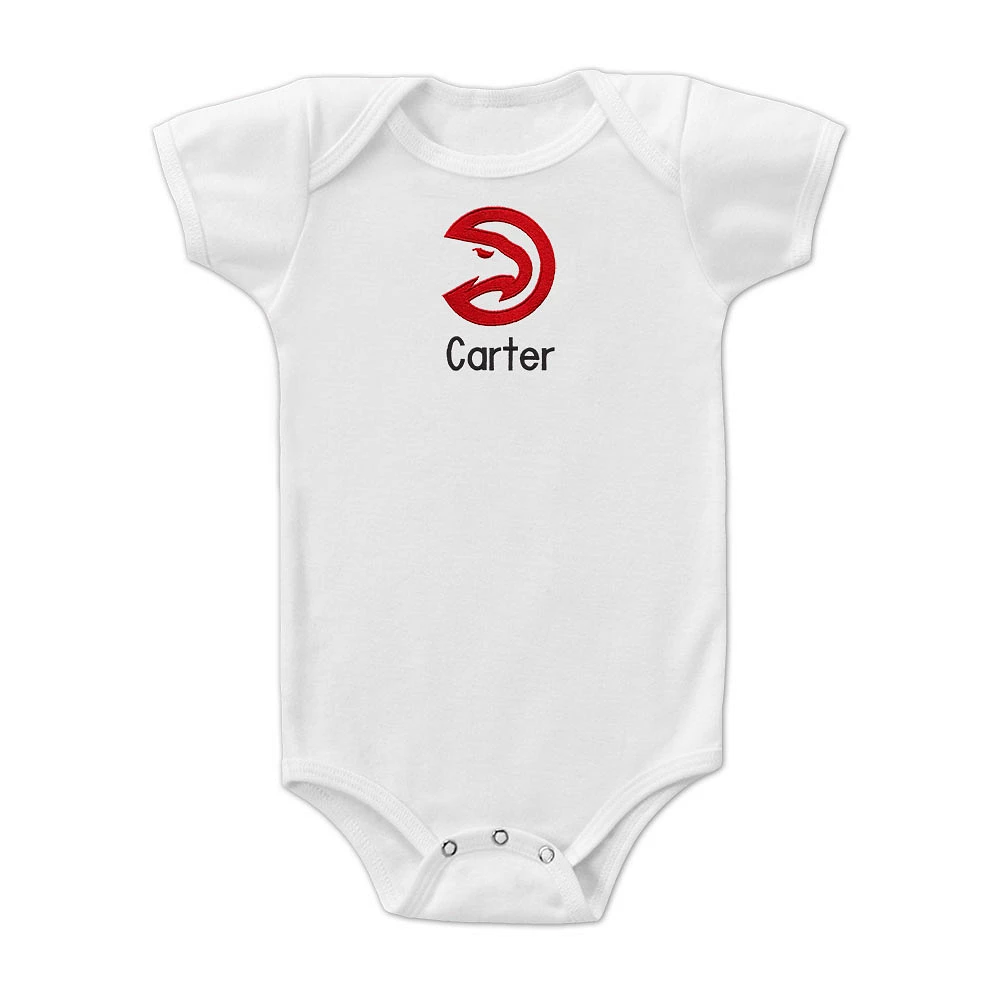 Infant White Atlanta Hawks Personalized Bodysuit