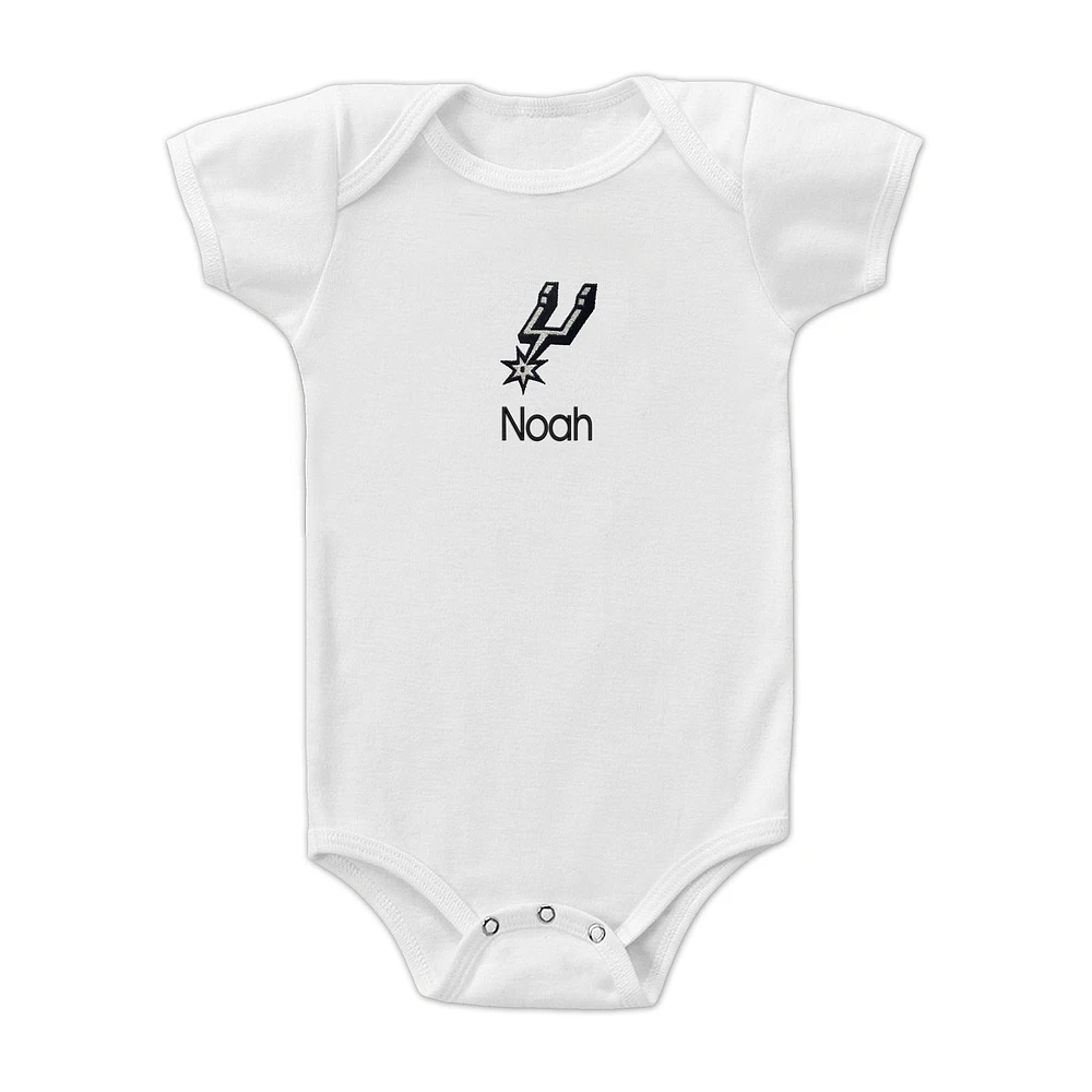 Infant White San Antonio Spurs Personalized Bodysuit