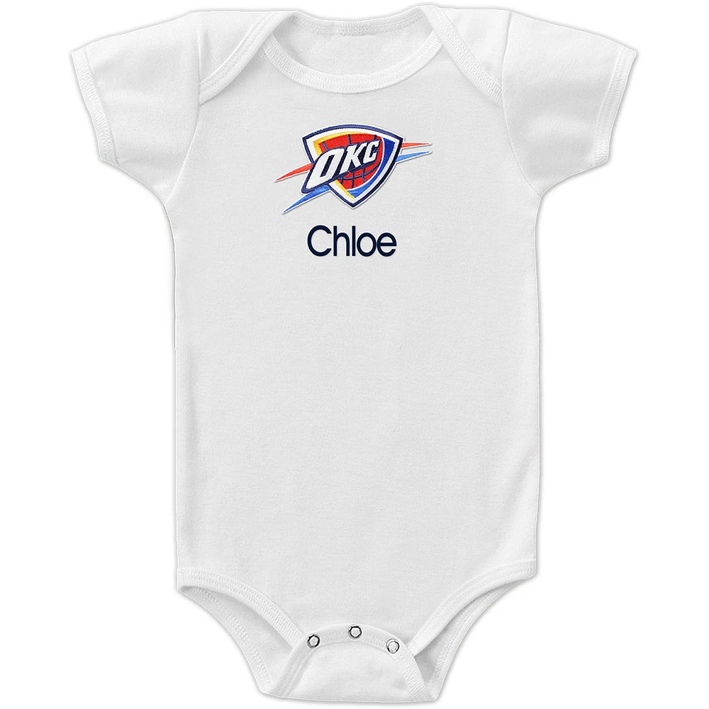 Infant White Oklahoma City Thunder Personalized Bodysuit