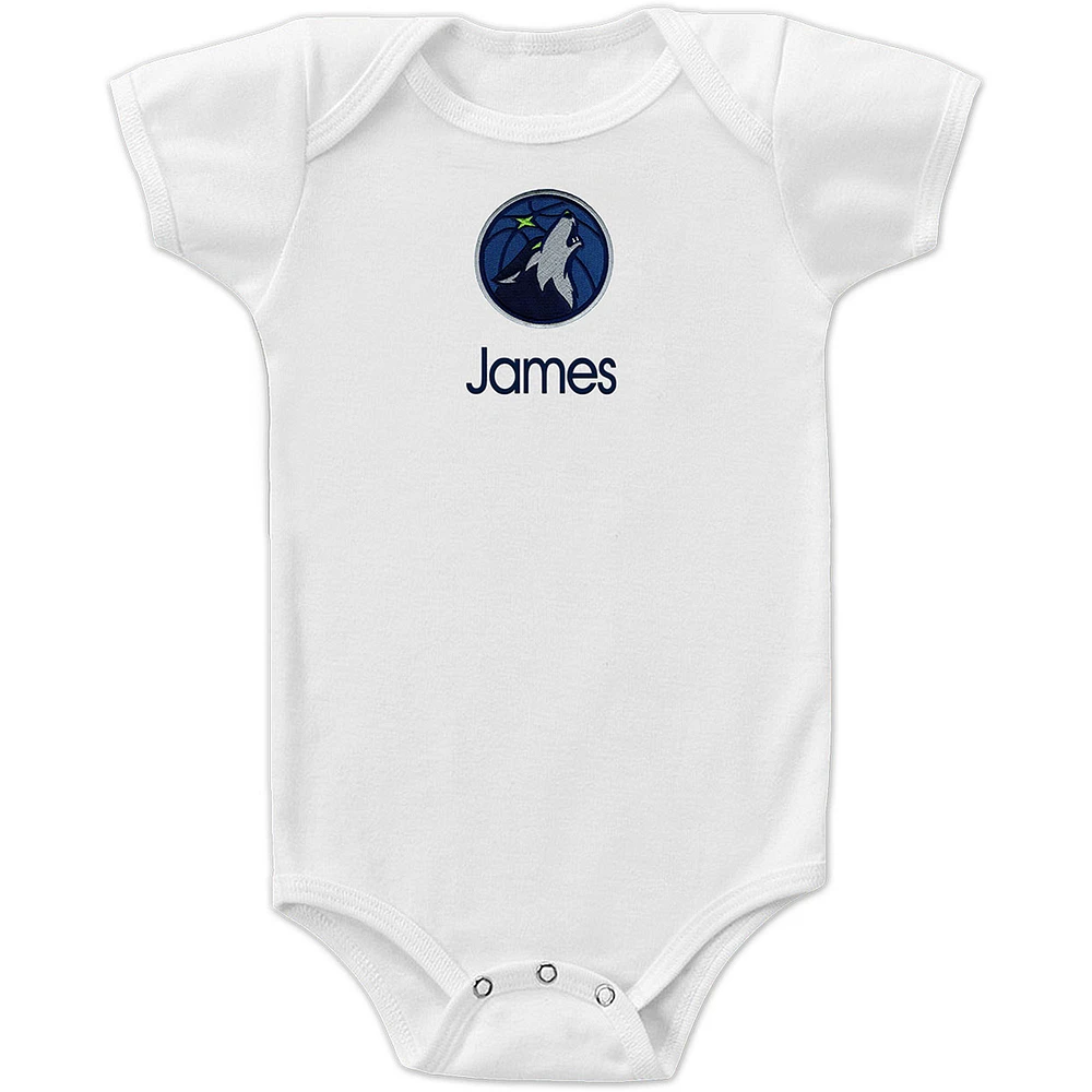 Infant White Minnesota Timberwolves Personalized Bodysuit
