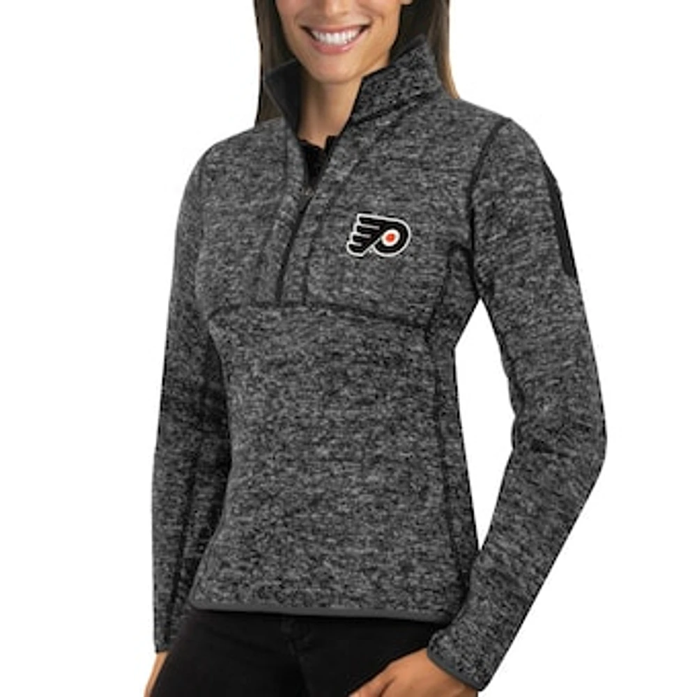 Women's Antigua Charcoal Philadelphia Flyers Fortune Half-Zip Sweatshirt