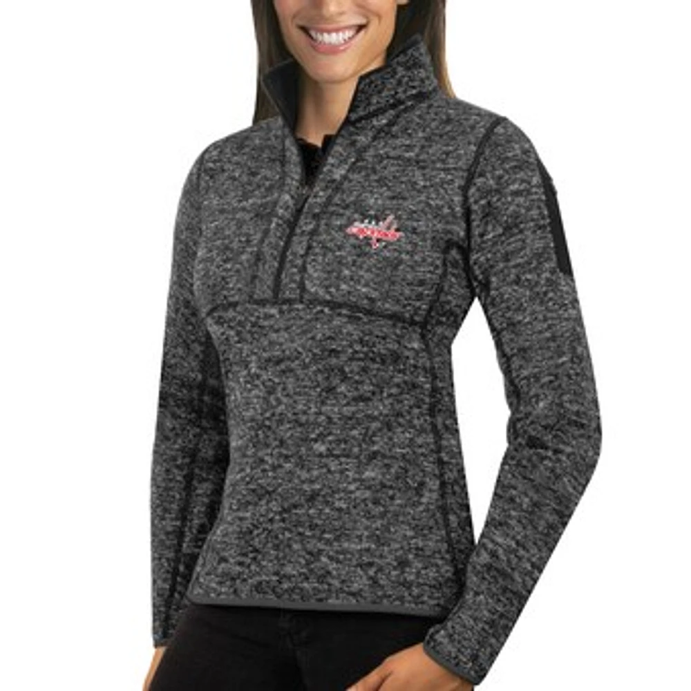 Women's Antigua Charcoal Washington Capitals Fortune Half-Zip Sweatshirt