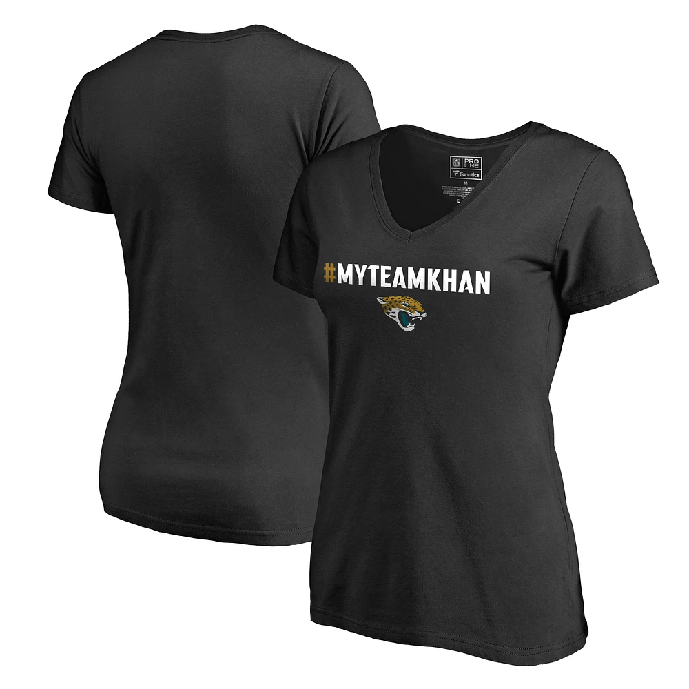 Women's Black Jacksonville Jaguars #MYTEAMKHAN V-Neck T-Shirt
