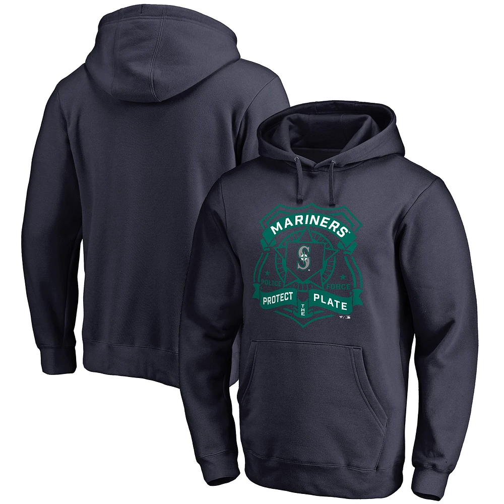 Men's Navy Seattle Mariners Police Badge Pullover Hoodie