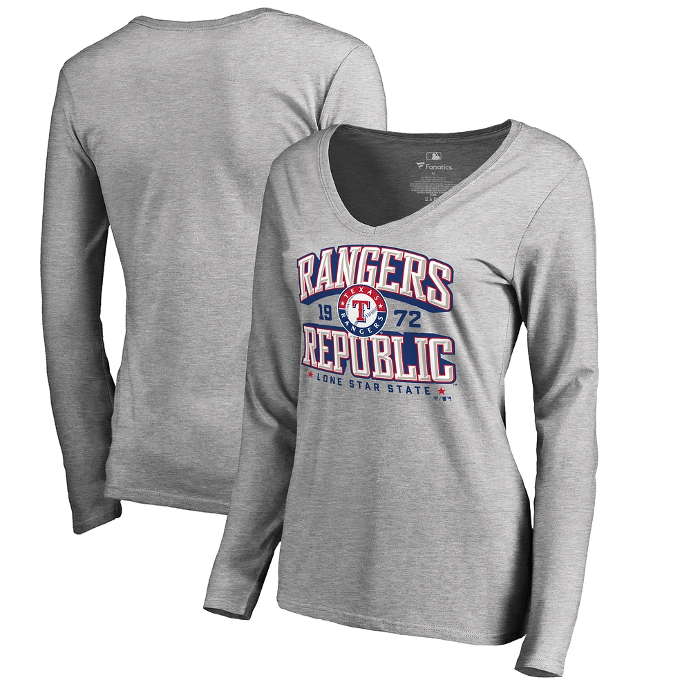 Women's Ash Texas Rangers Rangers Republic Hometown Long Sleeve T-Shirt