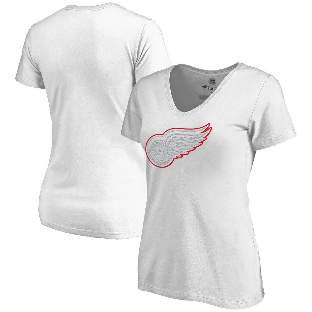 Women's White Detroit Red Wings Whiteout V-Neck T-Shirt