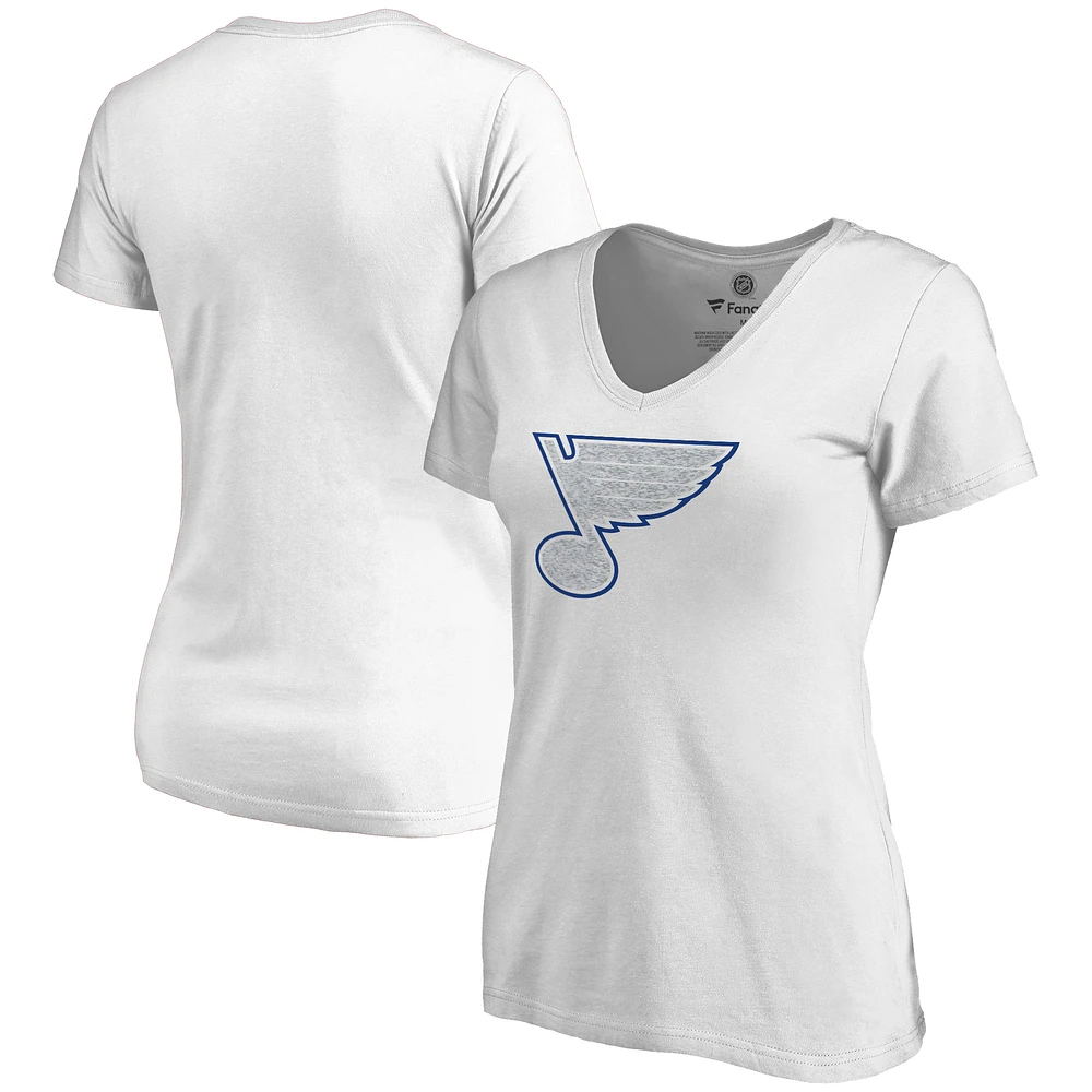Women's White St. Louis Blues Whiteout V-Neck T-Shirt