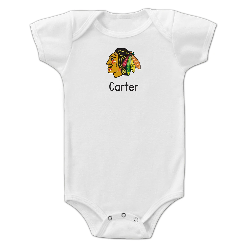 Infant White Chicago Blackhawks Personalized Bodysuit