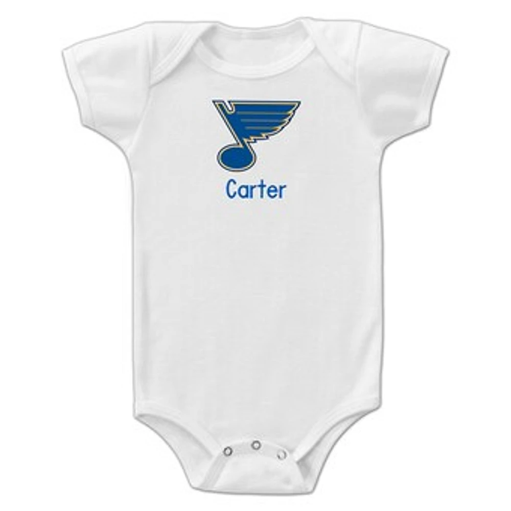 Infant White St. Louis Blues Personalized Bodysuit
