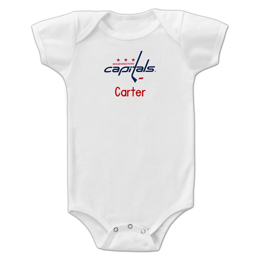 Infant White Washington Capitals Personalized Bodysuit