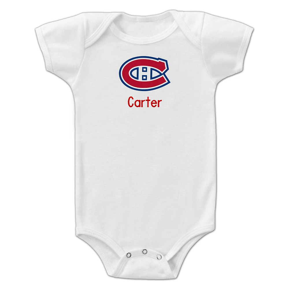 Infant White Montreal Canadiens Personalized Bodysuit