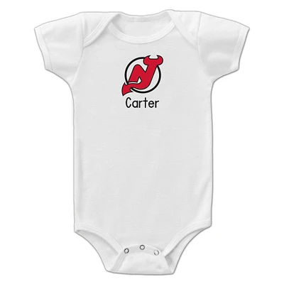 Infant White New Jersey Devils Personalized Bodysuit