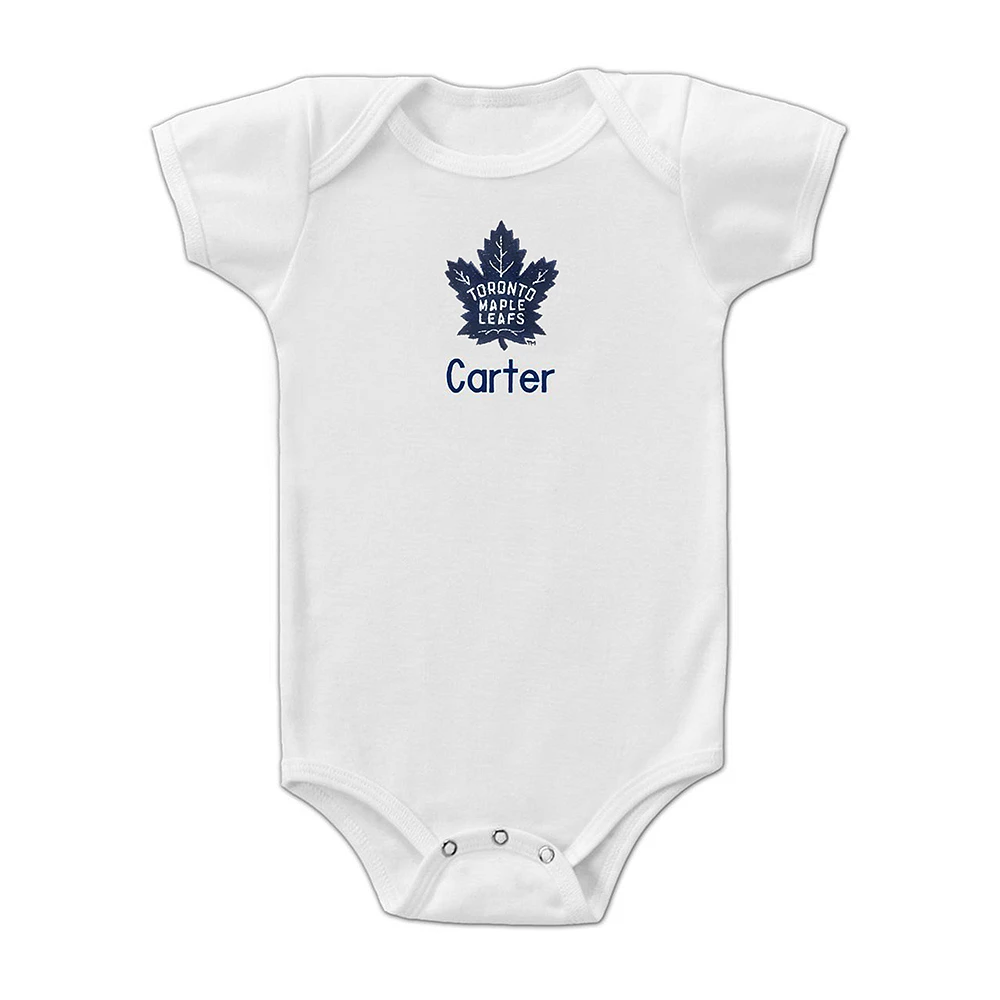 Infant White Toronto Maple Leafs Personalized Bodysuit