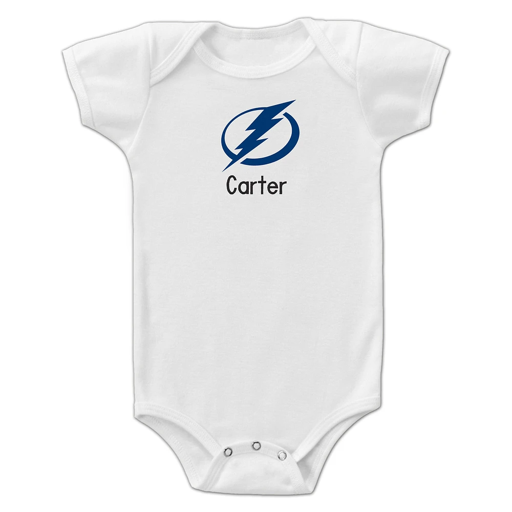 Infant White Tampa Bay Lightning Personalized Bodysuit