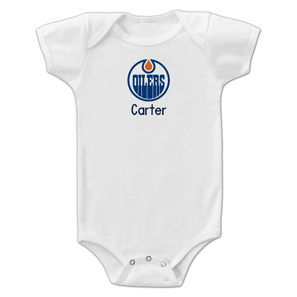 Infant White Edmonton Oilers Personalized Bodysuit
