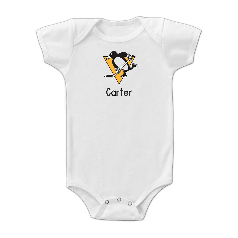 Infant White Pittsburgh Penguins Personalized Bodysuit