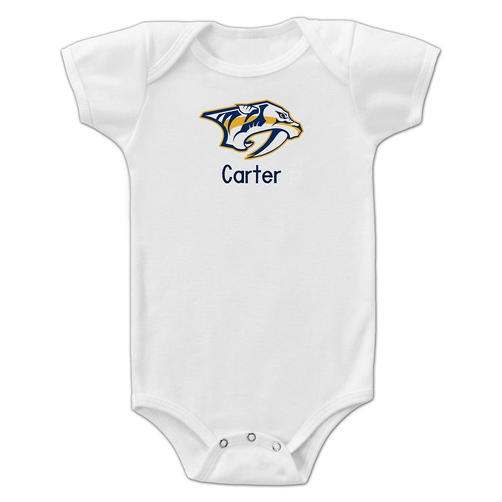 Infant White Nashville Predators Personalized Bodysuit