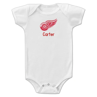Infant White Detroit Red Wings Personalized Bodysuit