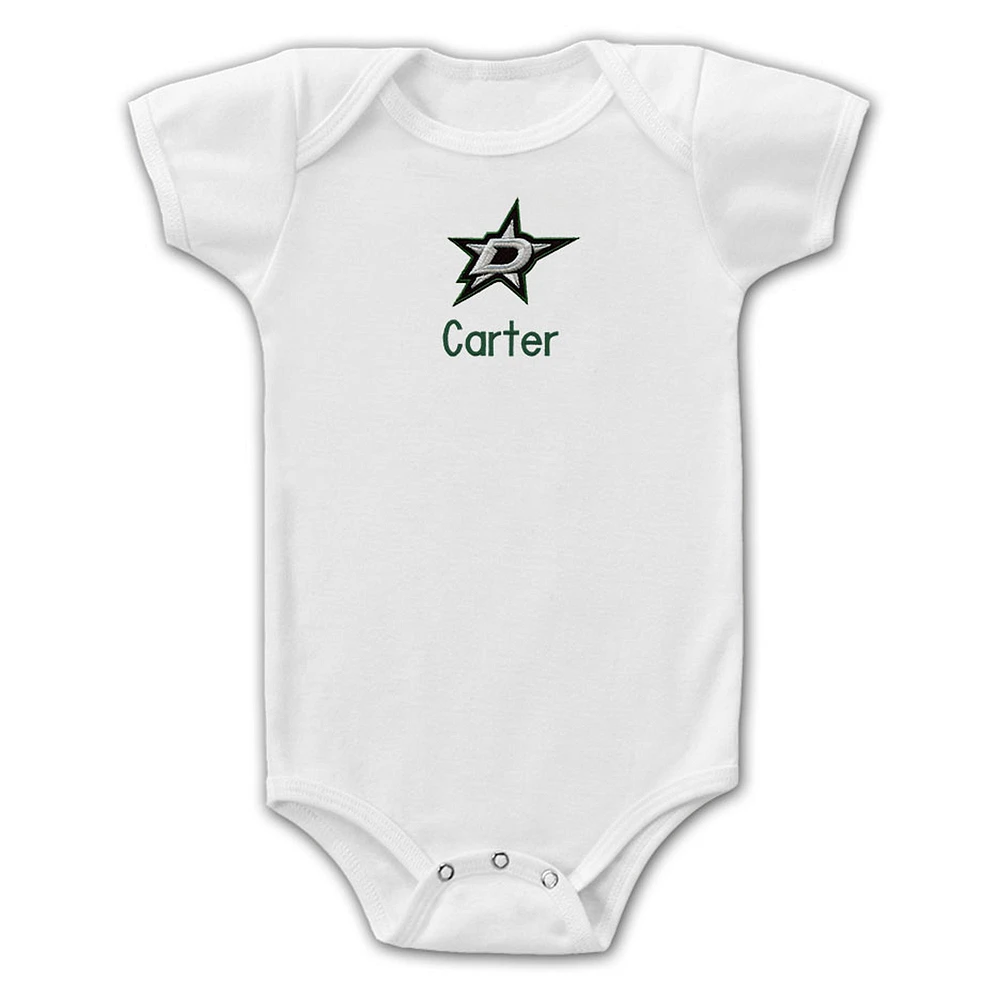 Infant White Dallas Stars Personalized Bodysuit
