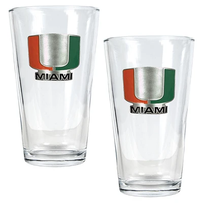 Miami Hurricanes 16oz. Pint Glass Set