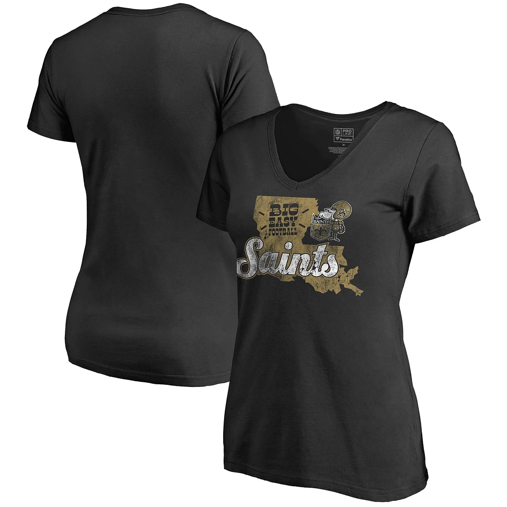 Women's Black New Orleans Saints Hometown Collection Saints State T-Shirt