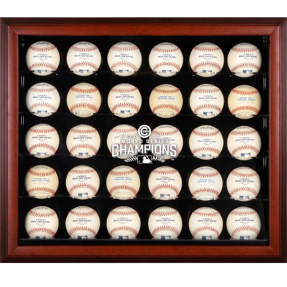 Chicago Cubs 2016 MLB World Series Champions Mahogany Framed Logo 30-Ball Display Case