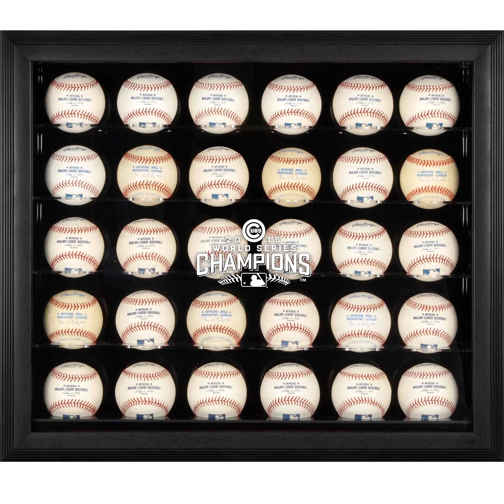 Chicago Cubs 2016 MLB World Series Champions Black Framed Logo 30-Ball Display Case