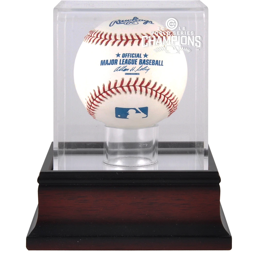 Chicago Cubs 2016 MLB World Series Champions Mahogany Logo Baseball Display Case