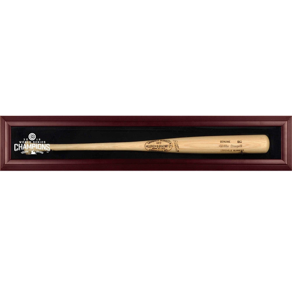 Chicago Cubs 2016 MLB World Series Champions Mahogany Framed Wall-Mounted Logo Bat Display Case