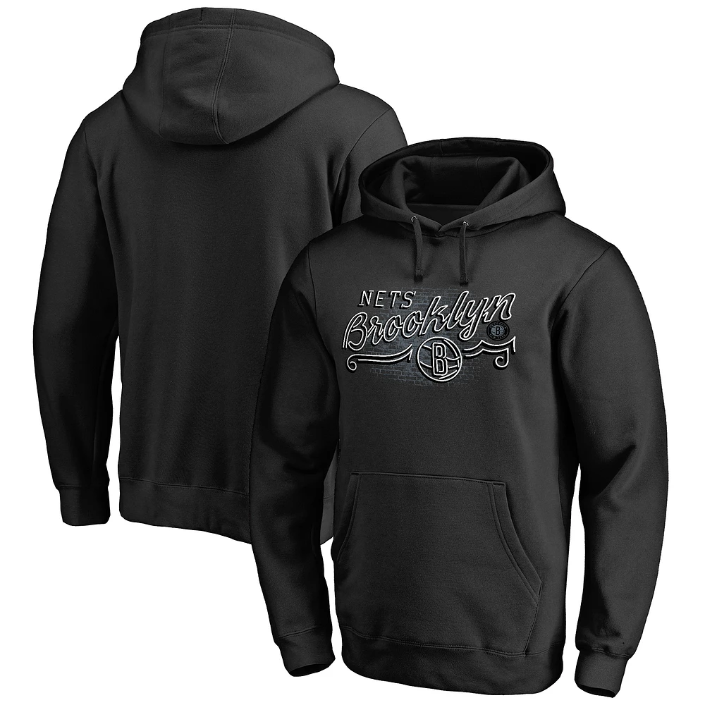 Men's Black Brooklyn Nets Hometown Collection Neon Lights Pullover Hoodie