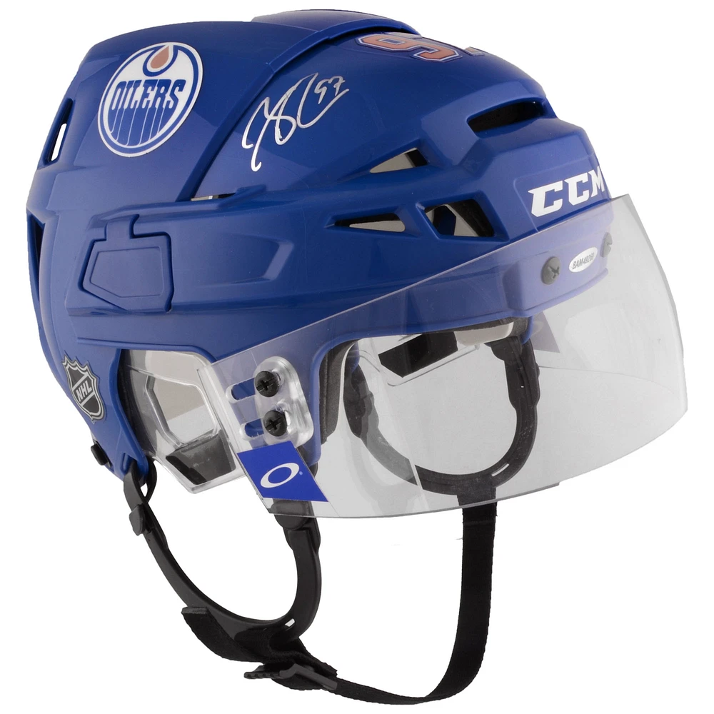 Upper Deck Connor McDavid Edmonton Oilers Autographed Navy CCM Game Model Hockey Helmet