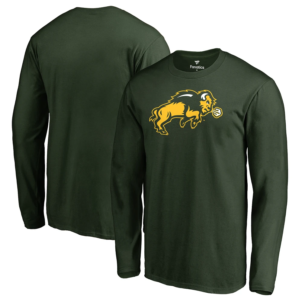 Men's Green NDSU Bison Primary Team Logo Long Sleeve T-Shirt