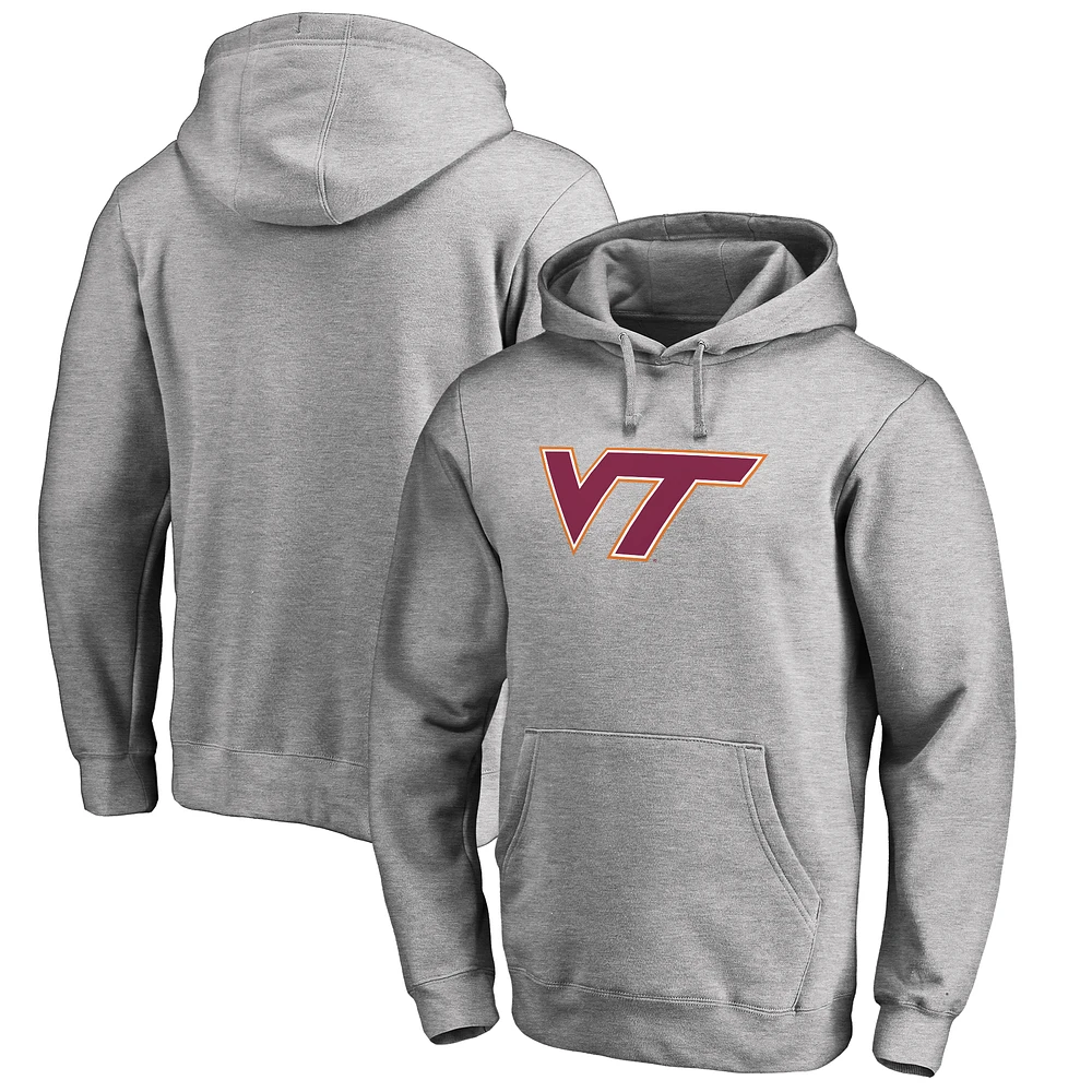 Men's Ash Virginia Tech Hokies Primary Team Logo Pullover Hoodie