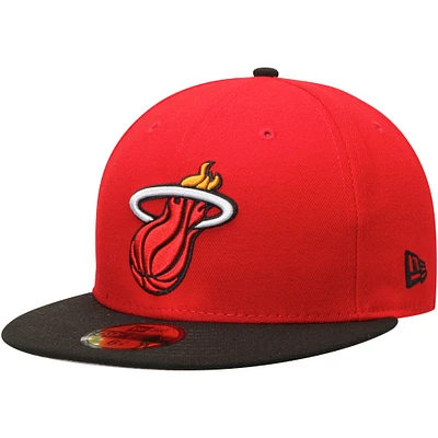 Men's New Era Black/Red Miami Heat Official Team Color 2Tone 59FIFTY Fitted Hat