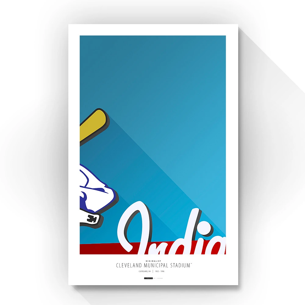Cleveland Guardians 14" x 20" Municipal Stadium Minimalist Art Giclee