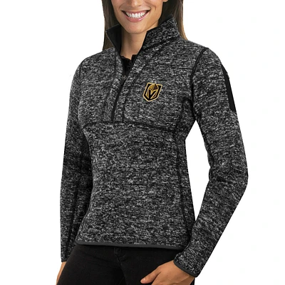 Women's Antigua Charcoal Vegas Golden Knights Fortune Half-Zip Sweatshirt