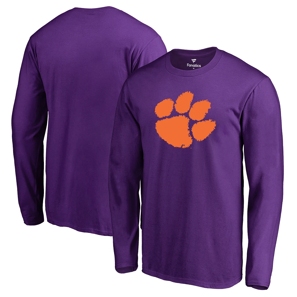Men's Purple Clemson Tigers Primary Logo Long Sleeve T-Shirt