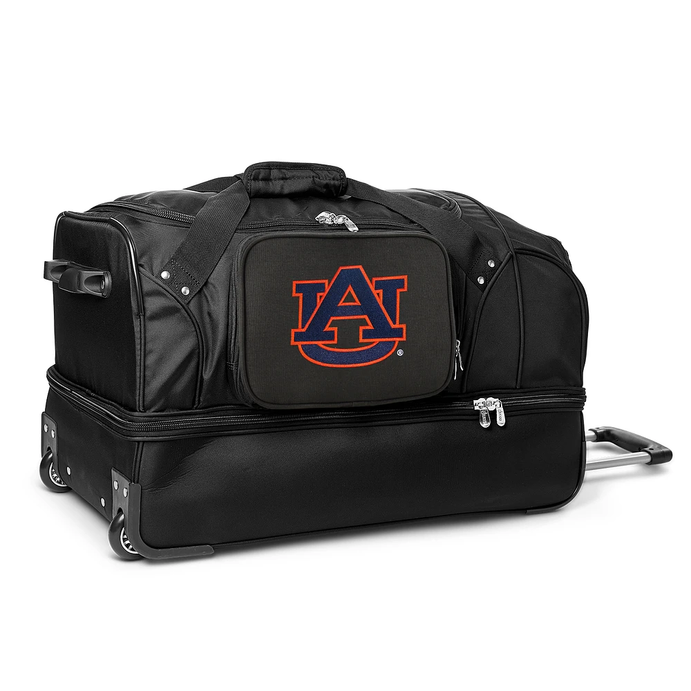 MOJO Auburn Tigers Black 27'' 2-Wheel Drop Bottom Rolling Duffel Bag