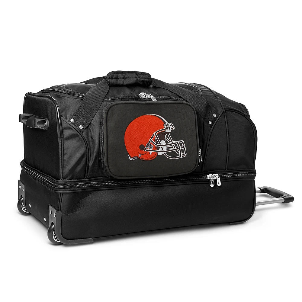 MOJO Cleveland Browns Black 27'' 2-Wheel Drop Bottom Rolling Duffel Bag