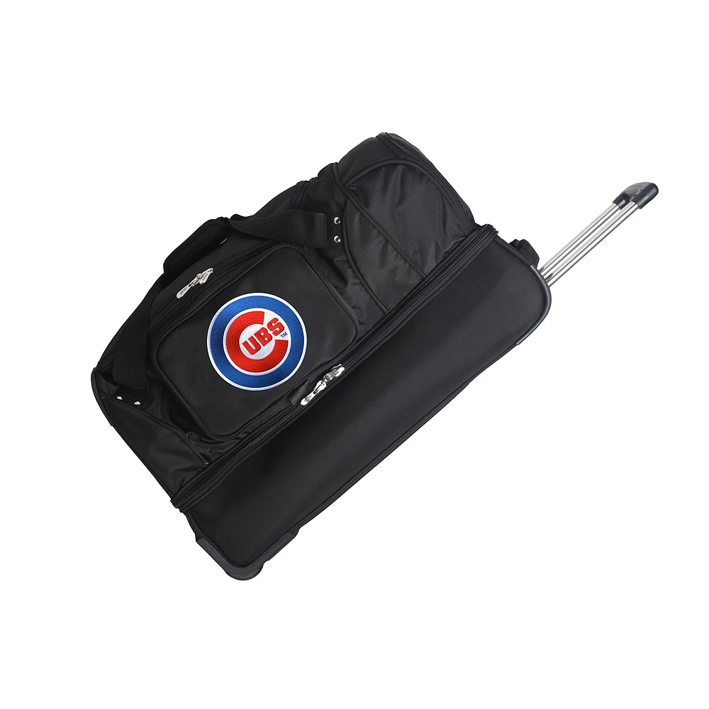 MOJO Chicago Cubs Black 27'' 2-Wheel Drop Bottom Rolling Duffel Bag