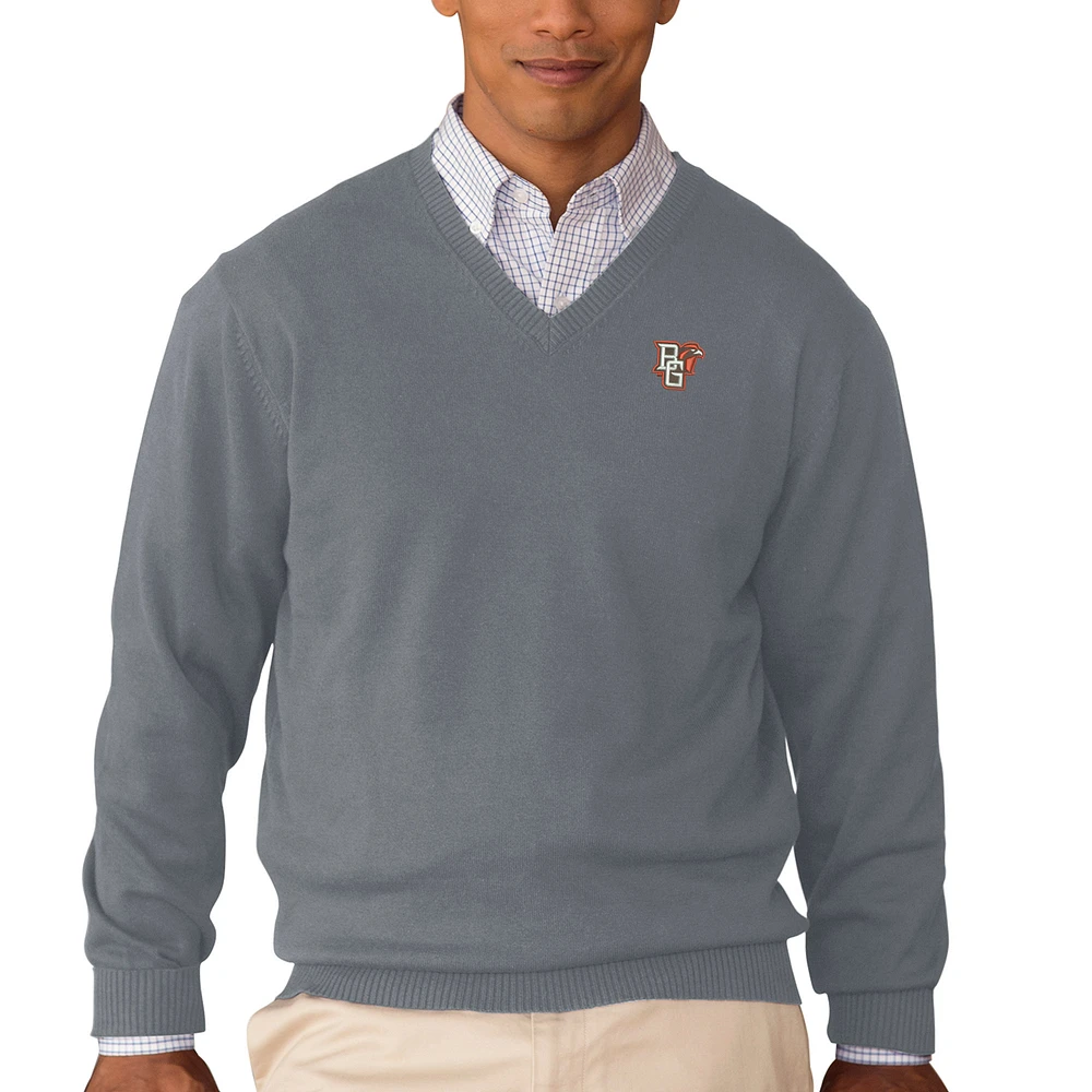 Men's Charcoal Bowling Green St. Falcons Clubhouse V-Neck Pullover Sweater