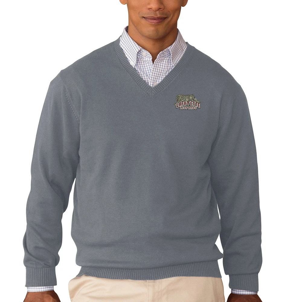 Men's Charcoal Lafayette College Leopards Clubhouse V-Neck Pullover Sweater