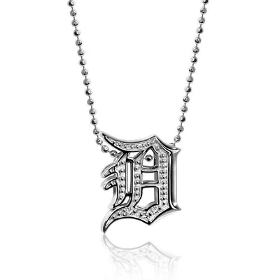 Women's Alex Woo Detroit Tigers Little Logo 14kt White Gold & Diamond Necklace